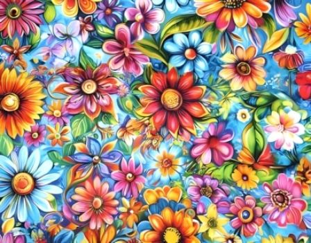 Groovy Garden Blue dog collar #3